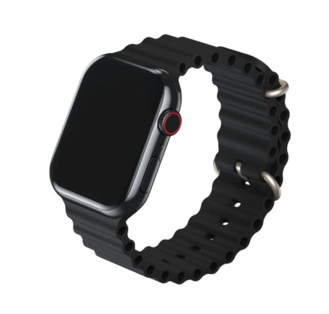 Watch Silicone Ocean Band Compatible with Apple Watch 42mm 44mm 45mm 46mm 49mm – Soft Sport Replacement Strap for Apple Watch Ultra 1/2/3, SE, Series 11/10/9/8/7/6/5/4 – Black - Image 4